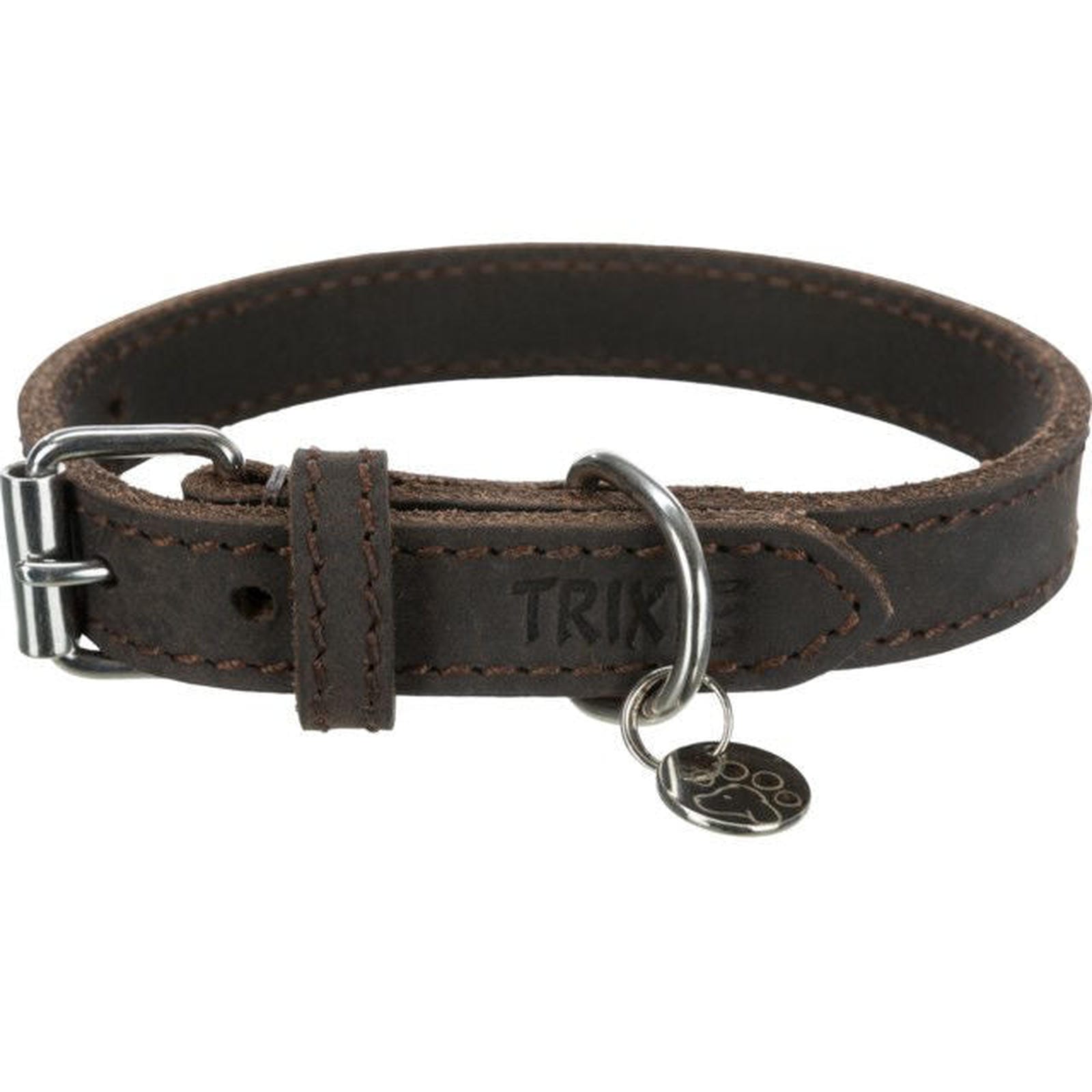 Trixie Rustic rieb. odos antkaklis, L 48-56cm/30mm, tams. rudas
