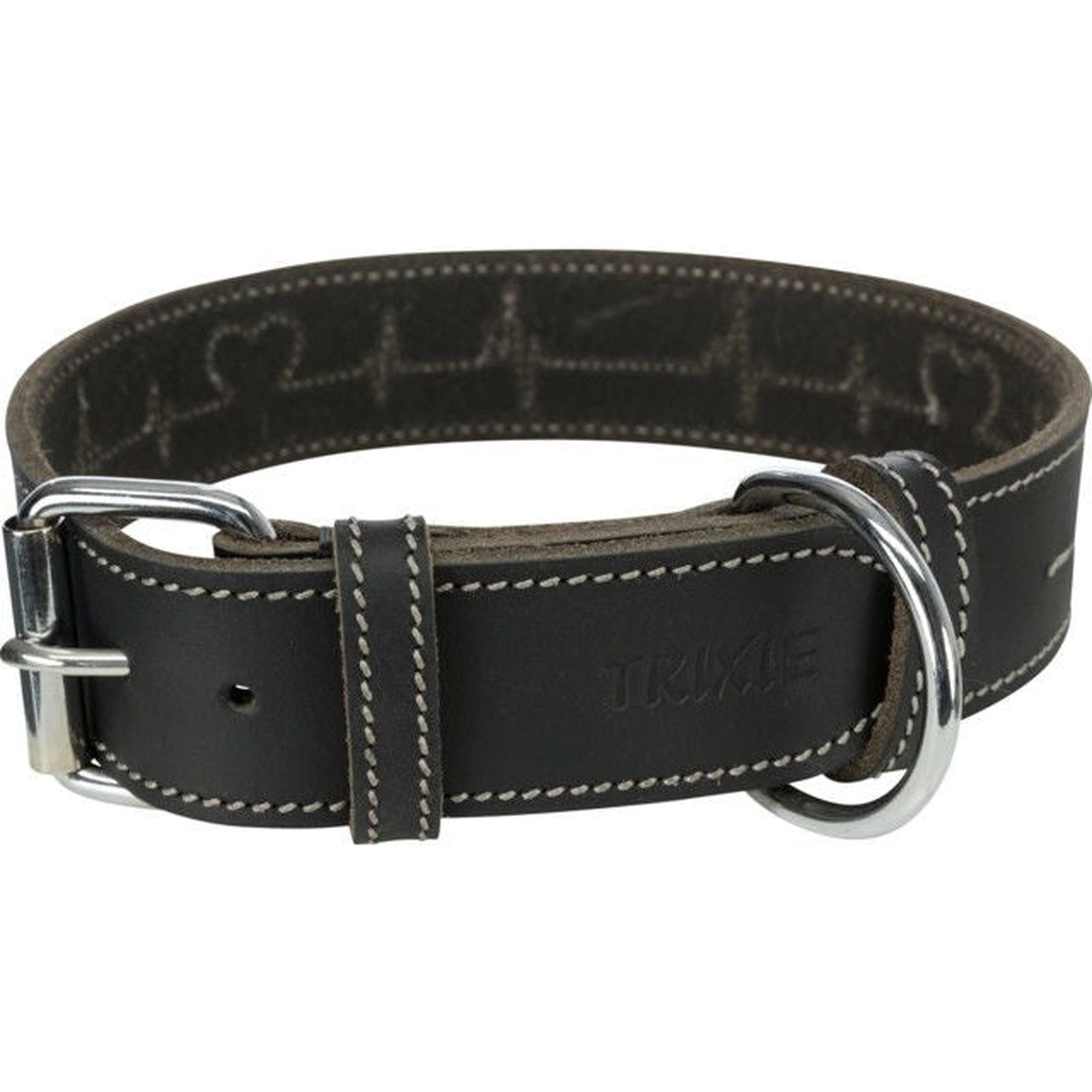 Trixie Rustic rieb. odos antkaklis Heartbeat, M 38-47cm/40mm, juodas
