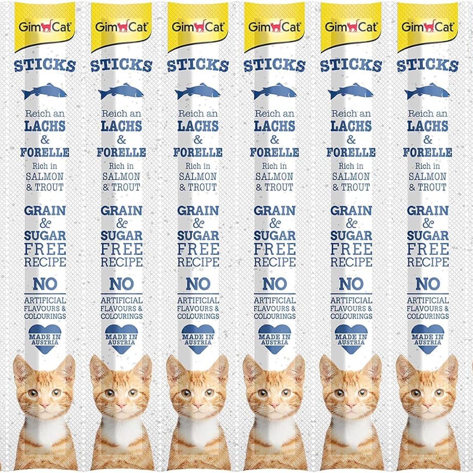 GimCat Sticks begrūdės lazdelės, su lašiša ir upėtakiu (10 vnt)