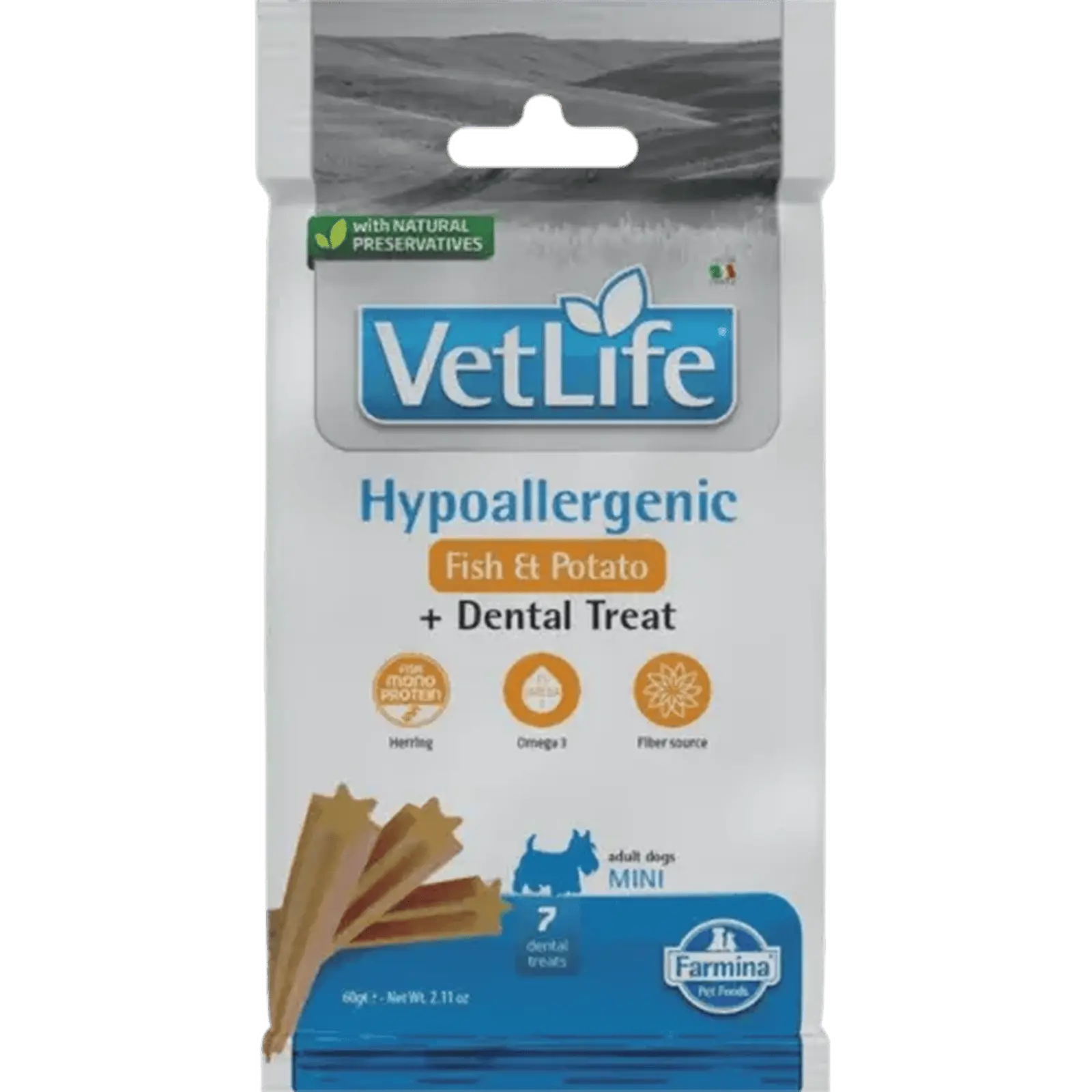 FARMINA  VET LIFE - DOG TREAT - HYPOALLERGENIC Fish&Potato ADULT MINI 60 g