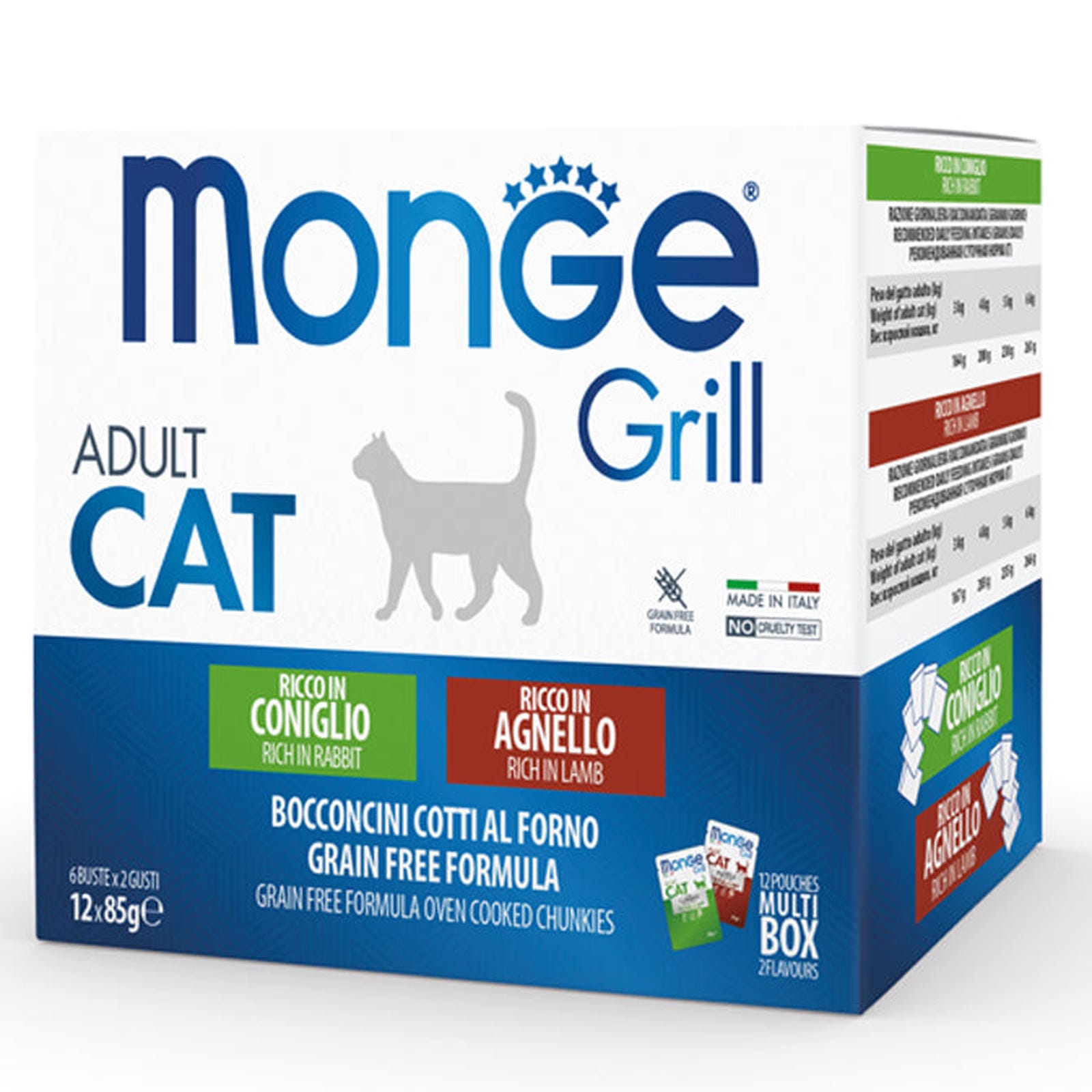 Monge Grill konservuotas pašaras sterilizuotoms katėms mix su aviena/triušiena 85g x12