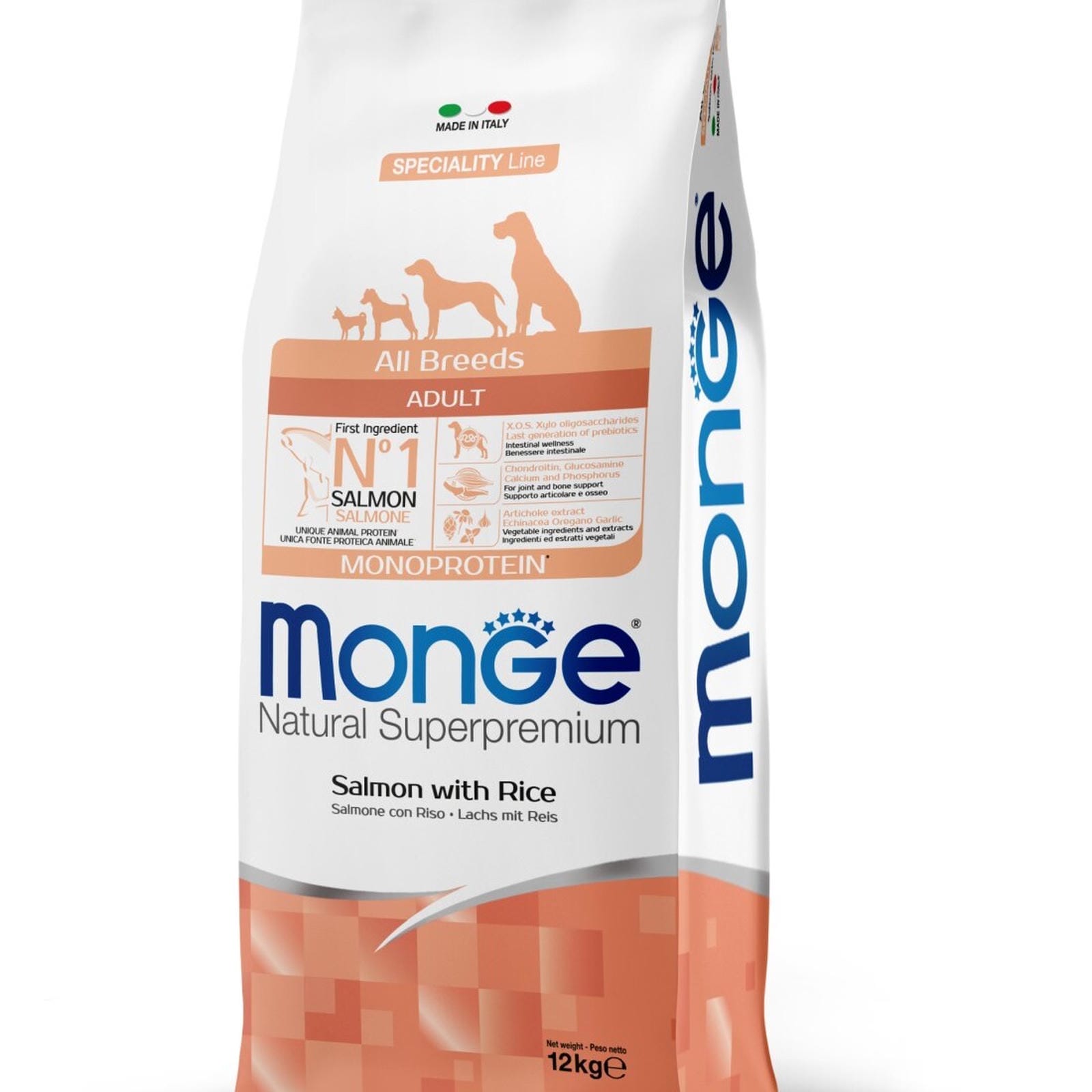 Monge adult sausas pašaras (lašiša ir ryžiai) 12kg