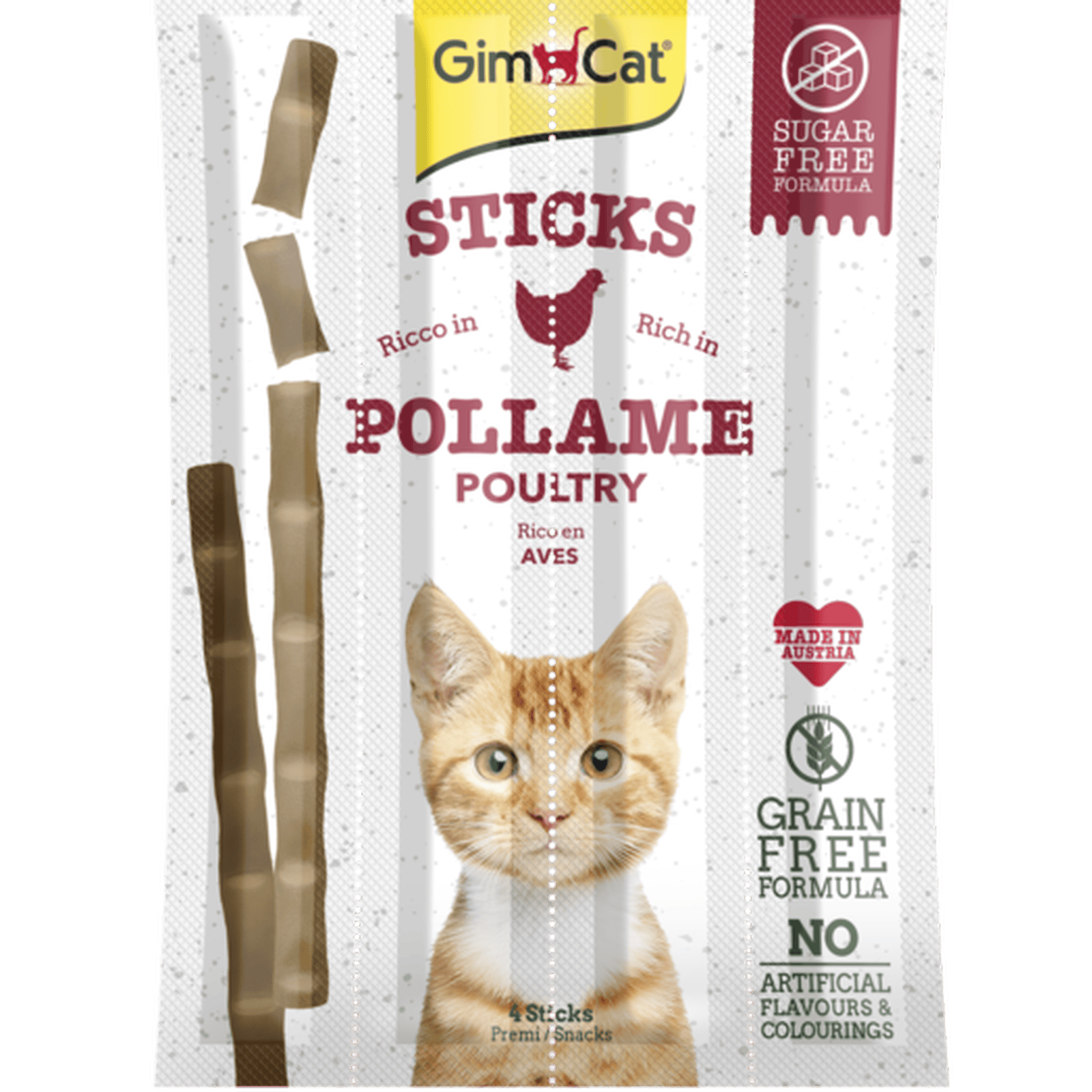 GimCat Sticks begrūdės lazdelės, su paukštiena (4 vnt)