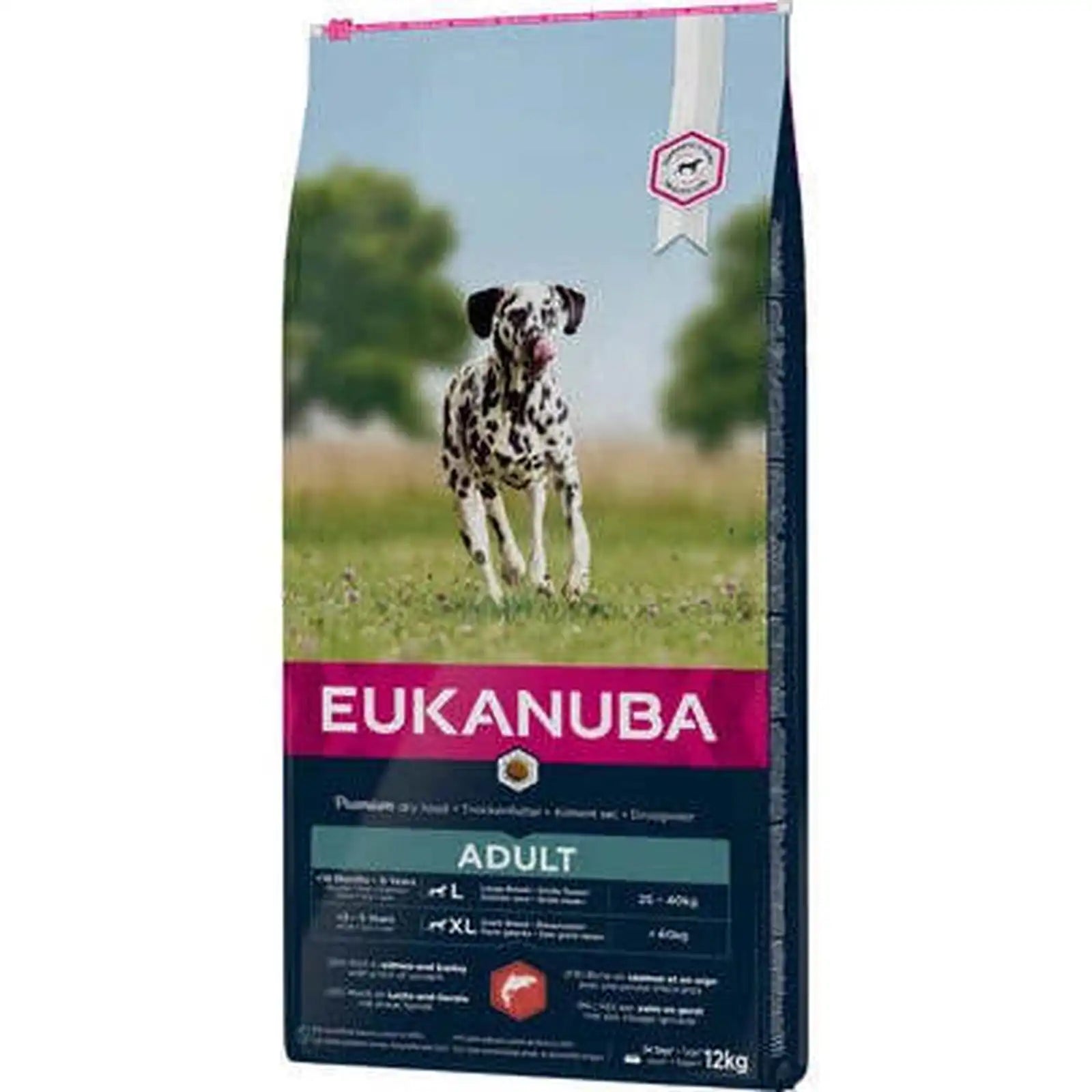 Eukanuba L/XL visavertis pašaras suaugusiems šunims su lašiša ir miežiais, 12 kg