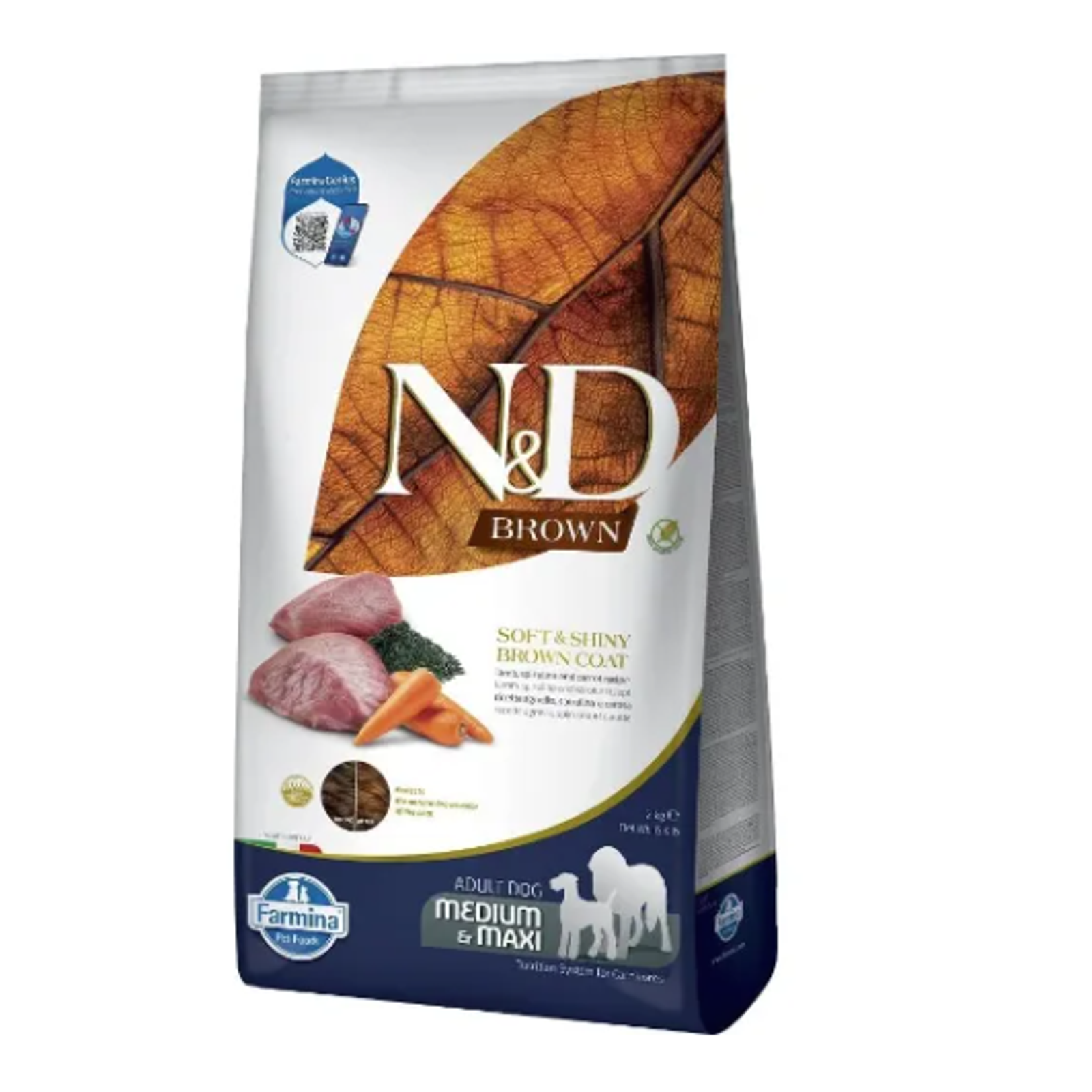 FARMINA N&D BROWN - DOG Dry Lamb Spirulina&Carrot ADULT MED&MAX 7 kg
