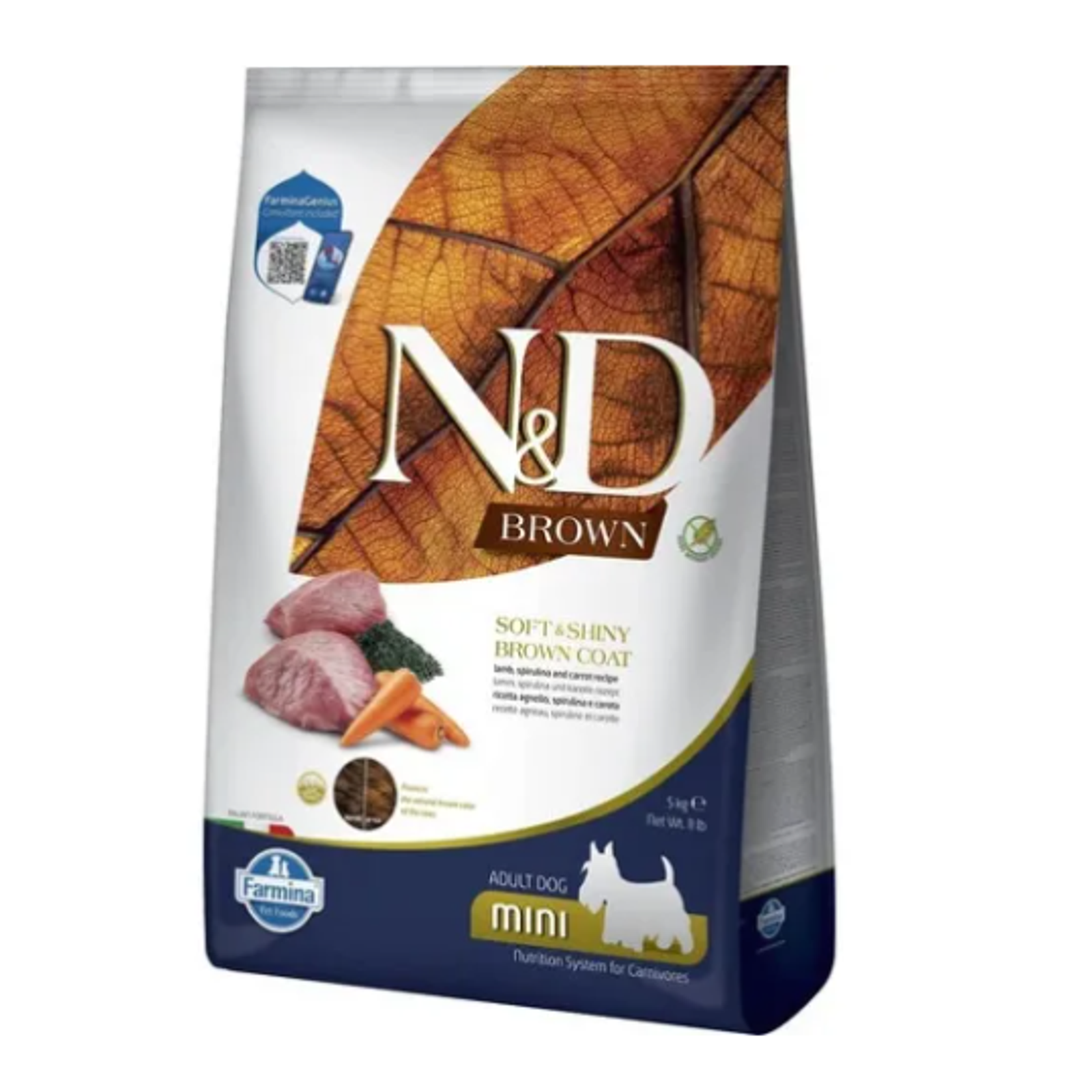 FARMINA N&D BROWN - DOG Dry Lamb Spirulina&Carrot ADULT MINI 5 kg