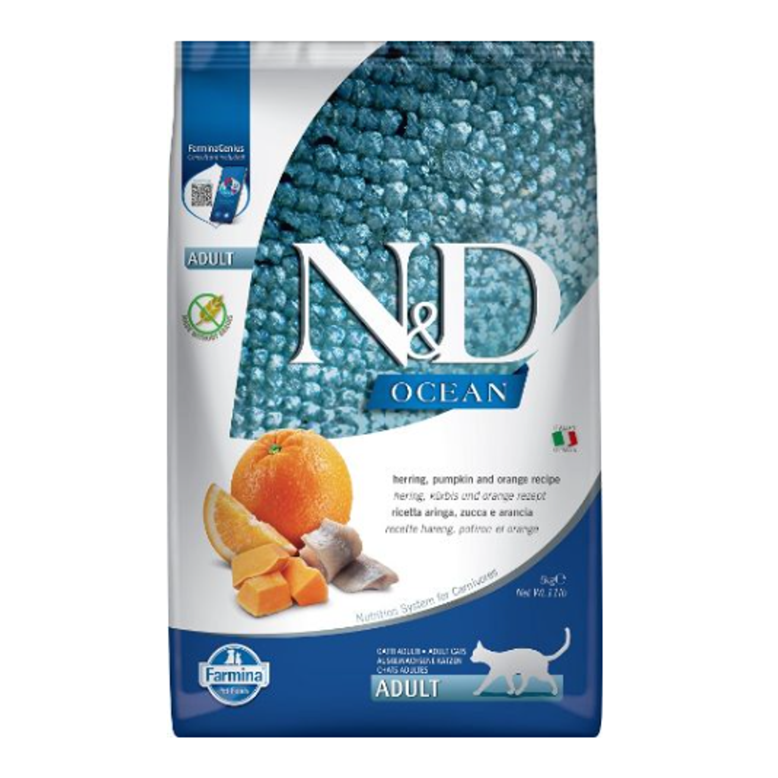 FARMINA N&D OCEAN - CAT Dry Herring Pumpkin&Orange ADULT 5 kg