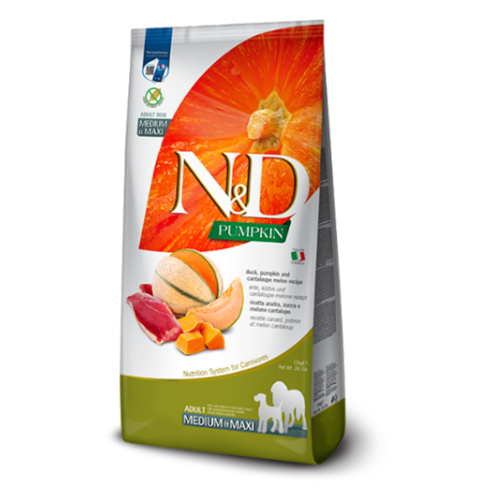 FARMINA N&D PUMPKIN - DOG Dry Duck&Cantaloupe ADULT MEDIUM MAXI 12 kg