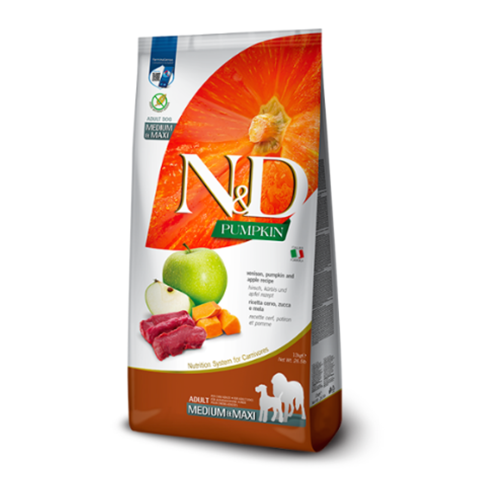 FARMINA N&D PUMPKIN - DOG Dry Venison&Apple ADULT MEDIUM MAXI 12 kg