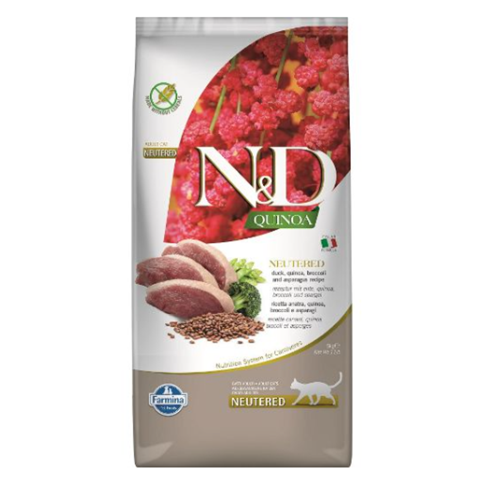 FARMINA N&D QUINOA - CAT Dry NEUTERED Duck Broccoli&Asparagus ADULT 5 kg