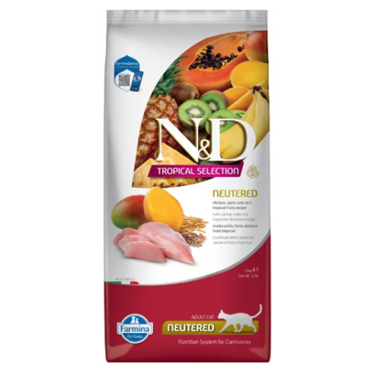 FARMINA N&D TROPICAL SELECTION - CAT Dry Chicken, Spelt, Oats NEUTERED 10 kg