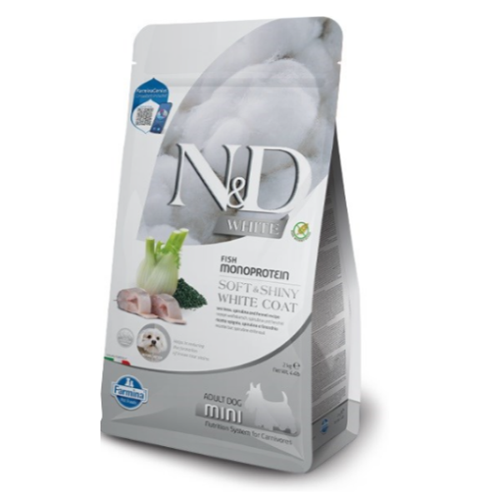 FARMINA N&D WHITE - DOG Dry Sea Bass Spirulina&Fennel ADULT MINI 5 kg