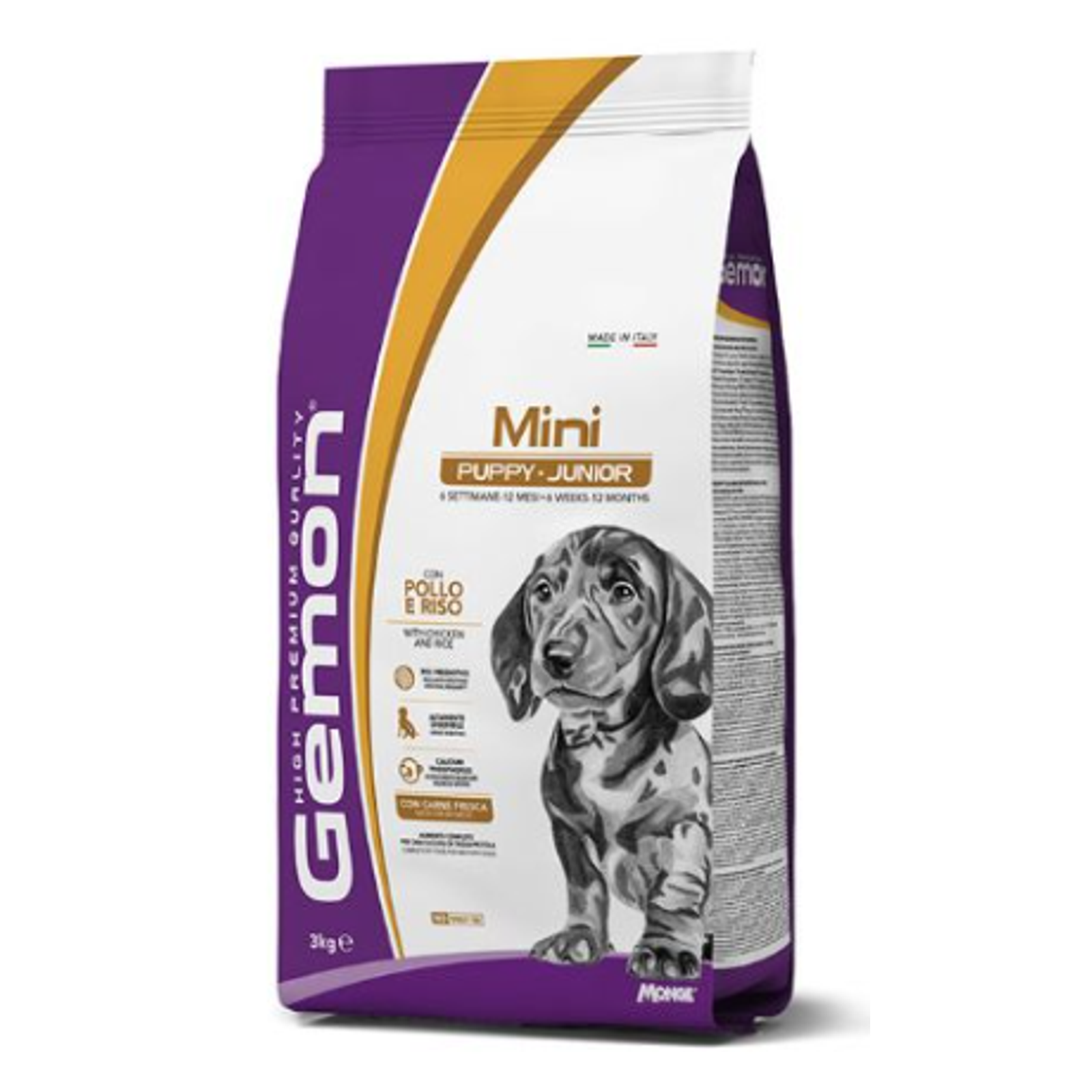 Gemon mini puppy visavertis pašaras jauniems šuniukams su vištiena ir ryžiais 3kg