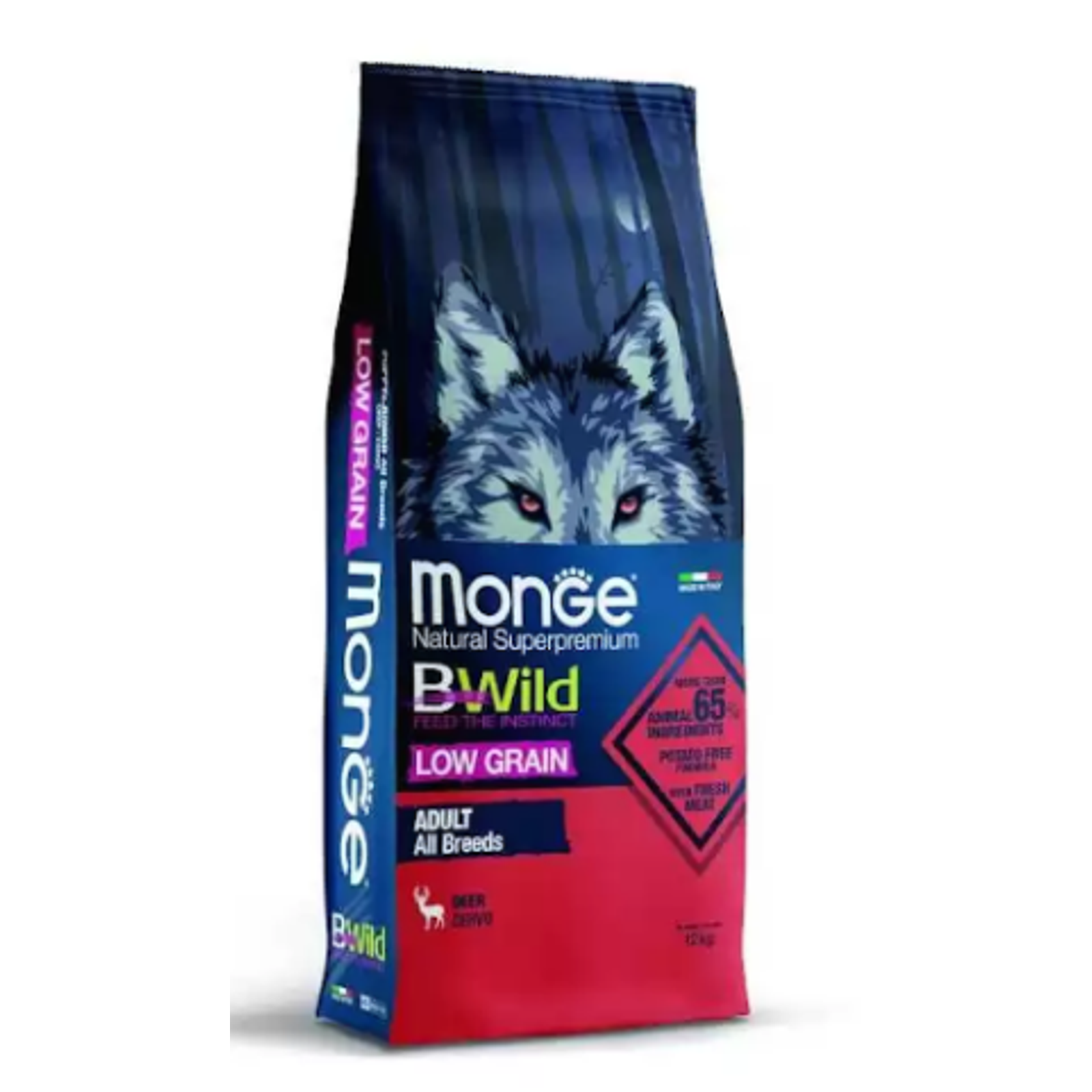 Monge BWILD All Breeds Adult susas pašaras šunims su elniena 12 kg