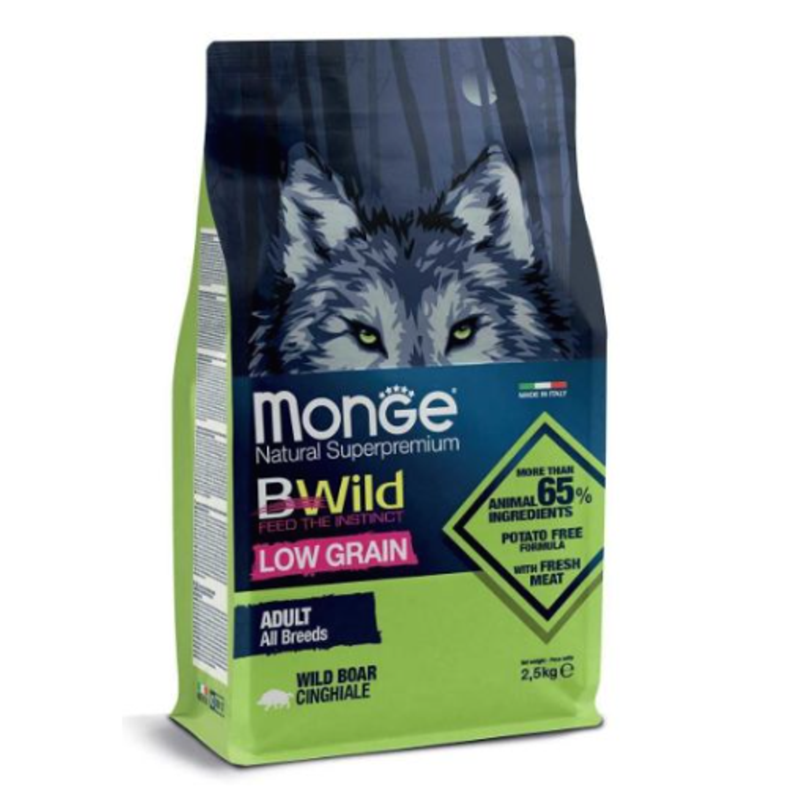Monge BWild adult sausas pašaras (šerniena) 2,5kg