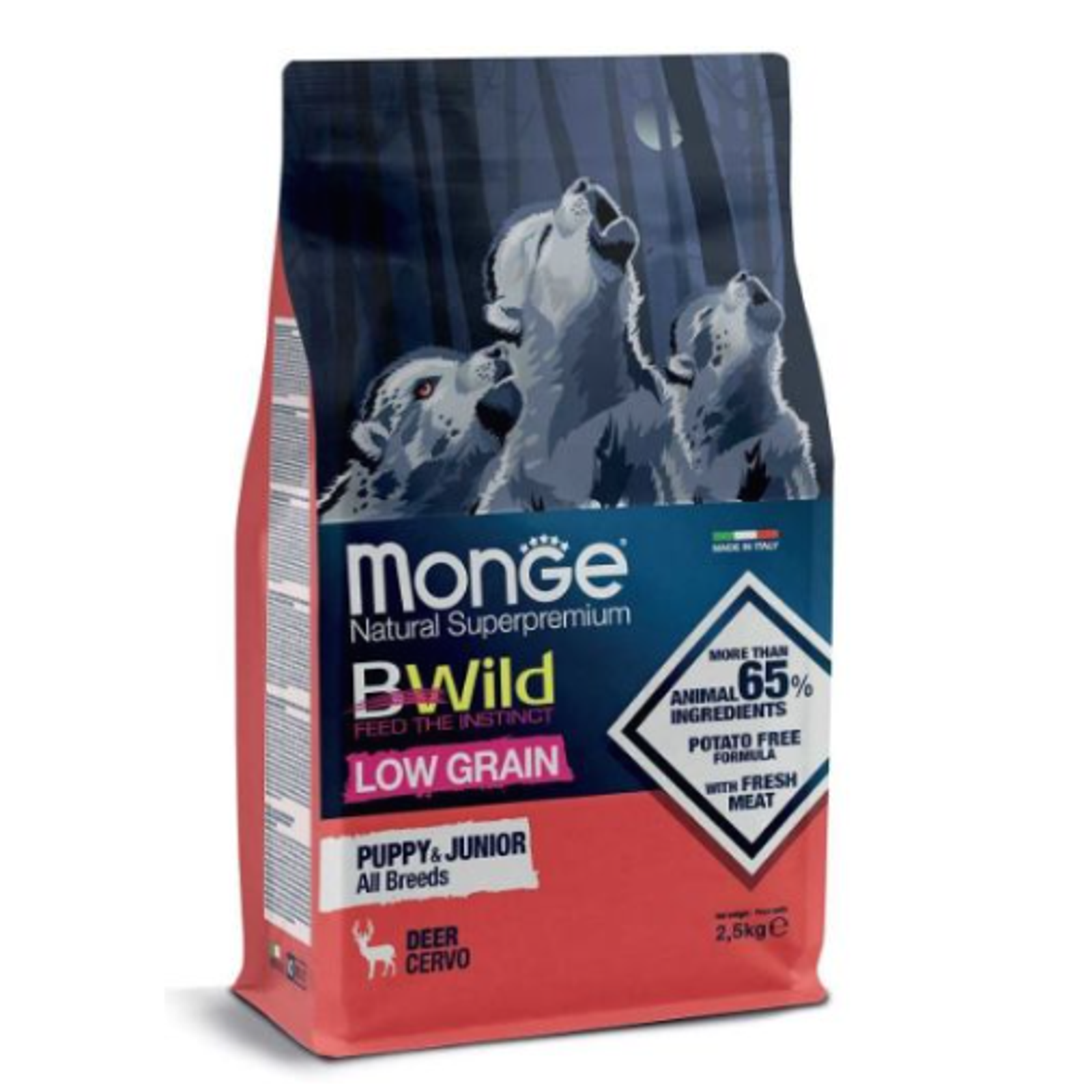Monge BWild puppy sausas pašaras (elniena) 2,5kg