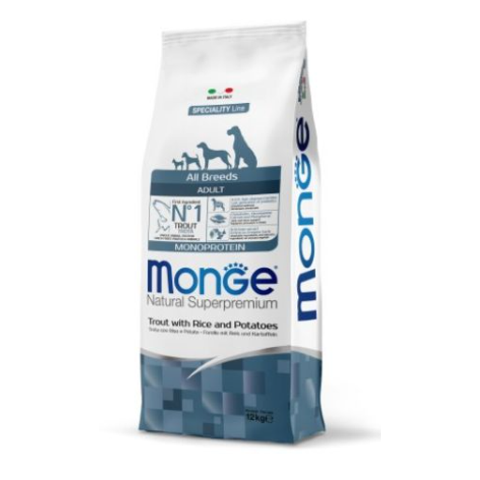 Monge Dry Dog All Br. Adult Monoprotein Trout, Rice&Potatoes 12kg