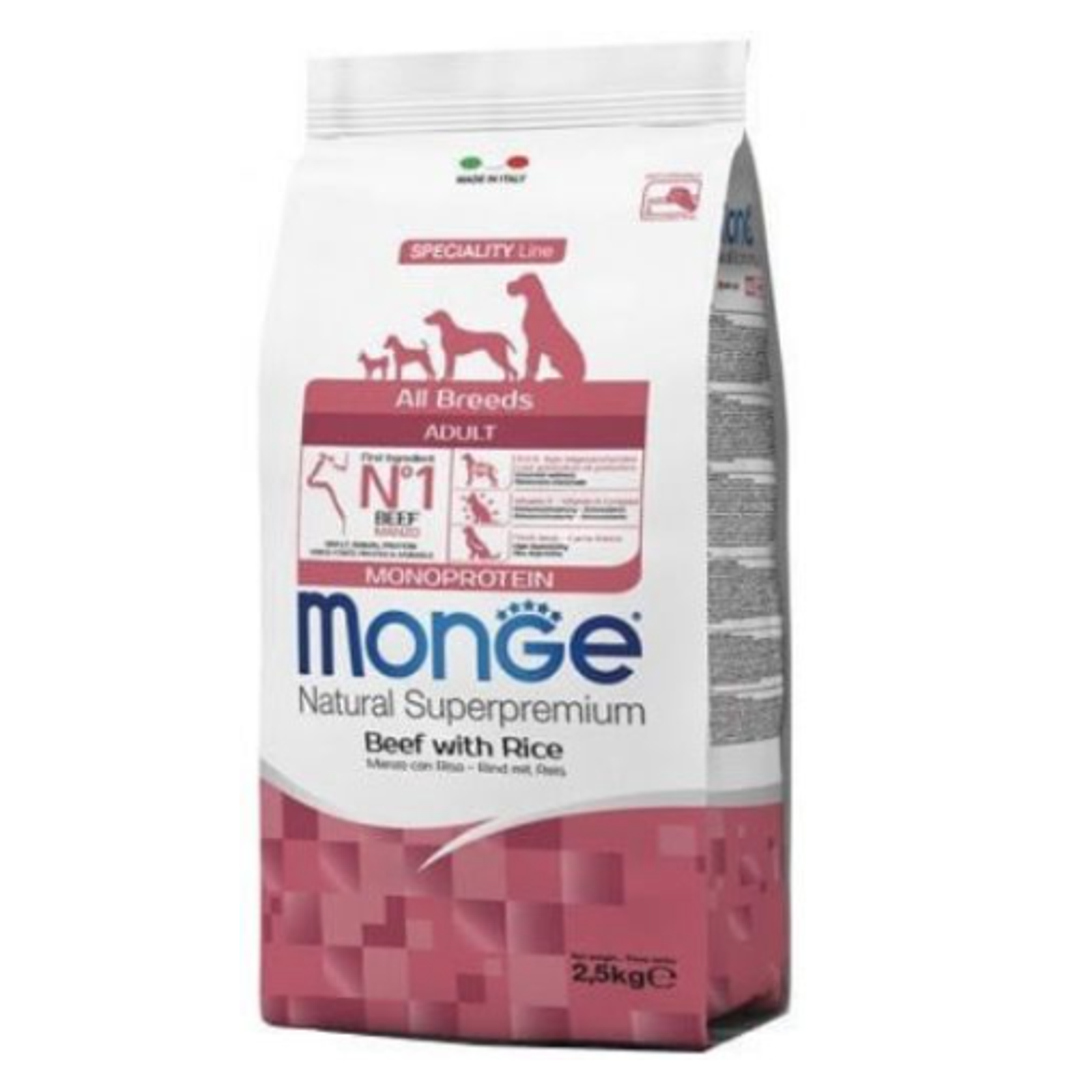 Monge Dry Dog Spec. Line suaugusiems visų veislių šunims su jautiena ir ryžiais 12kg