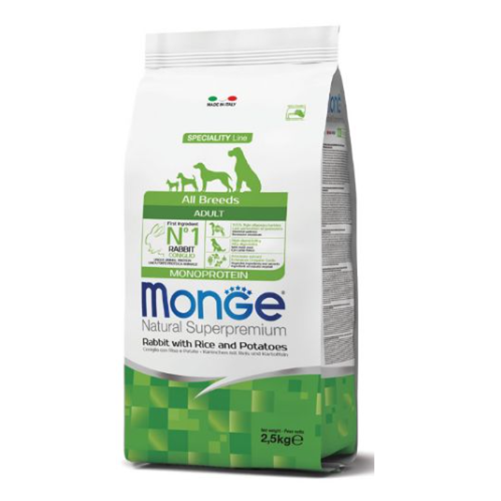 Monge Dry Dog Spec. Line suaugusiems visų veislių šunims su triušiena, ryžiais ir bulvės 12kg