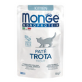 Monge Monoprotein Kitten begrūdis konservuotas pašaras jaunoms katėms su upėtakiu 85g