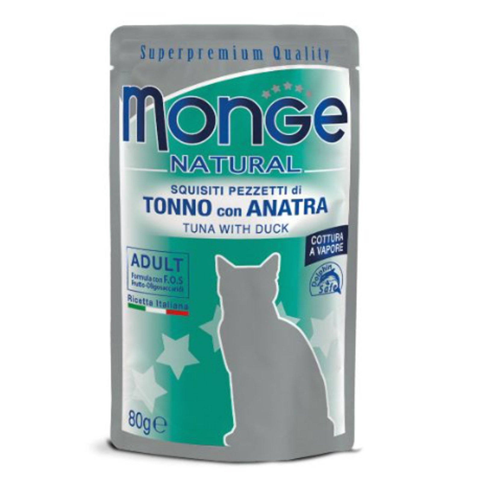 Monge Natural kons. pašaras suaugusioms katėms tuno kąsneliai su antiena želėje 80g