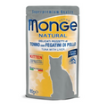 Monge Natural konservuotas pašaras kačiukams su skaniais tuno kąsneliais ir vištienos kepenėlėmis, virtais garuose 80g