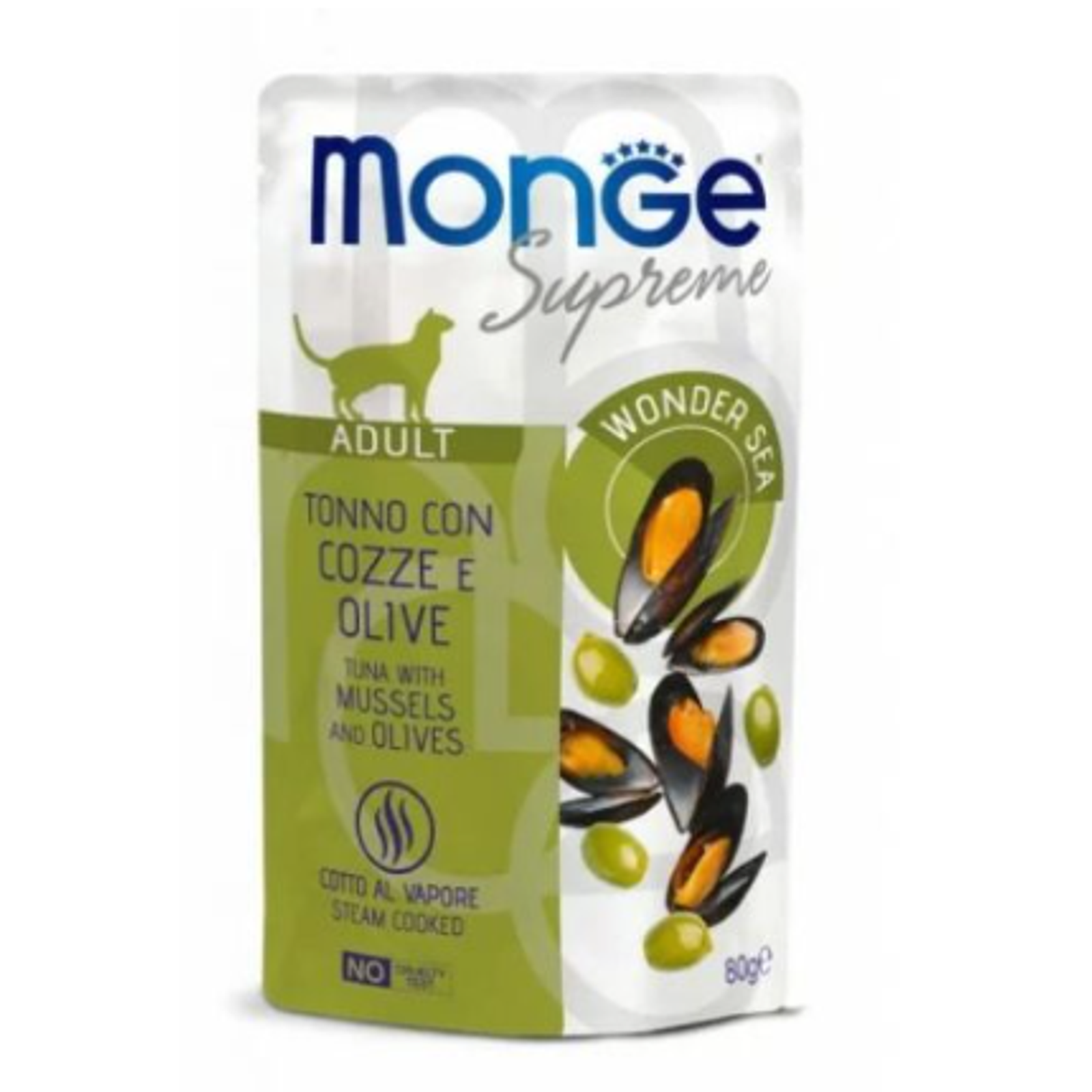 Monge SUPREME - Cat Wet Pouches Tuna with mussels and olives - Adult 80g