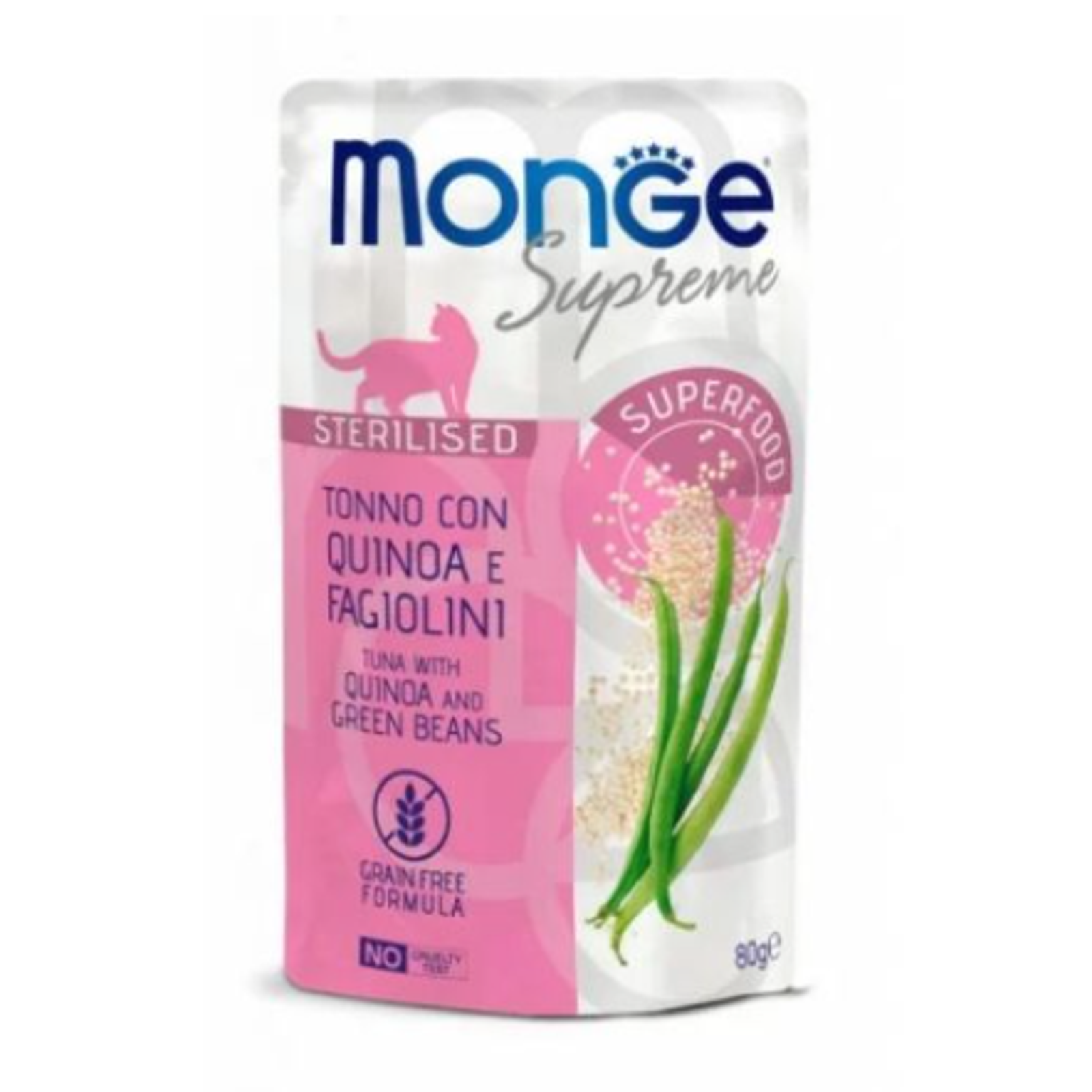 Monge SUPREME - Cat Wet Pouches Tuna with quinoa and green beans - Sterilised 80g