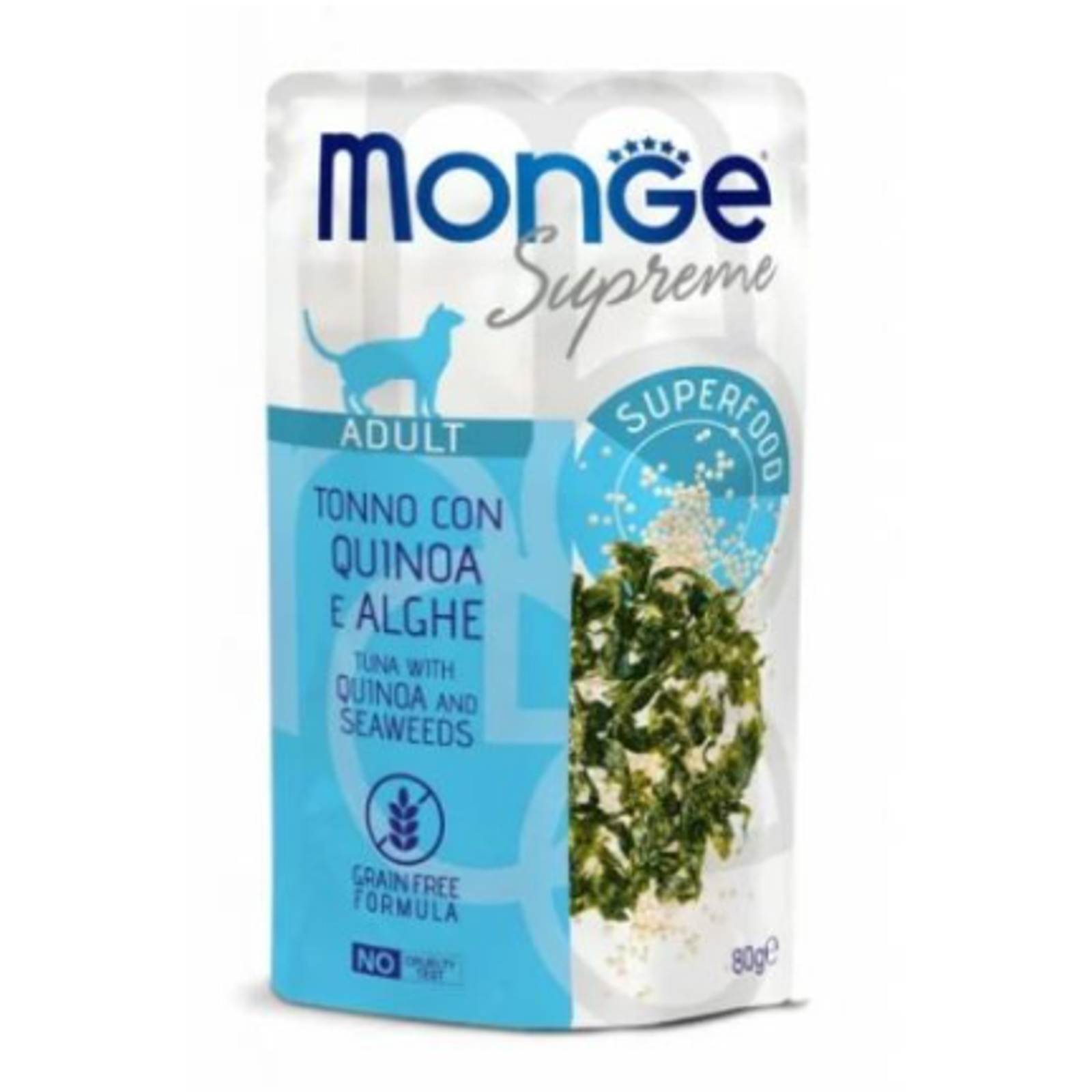Monge SUPREME - Cat Wet Pouches Tuna with quinoa and seaweeds - Adult 80g