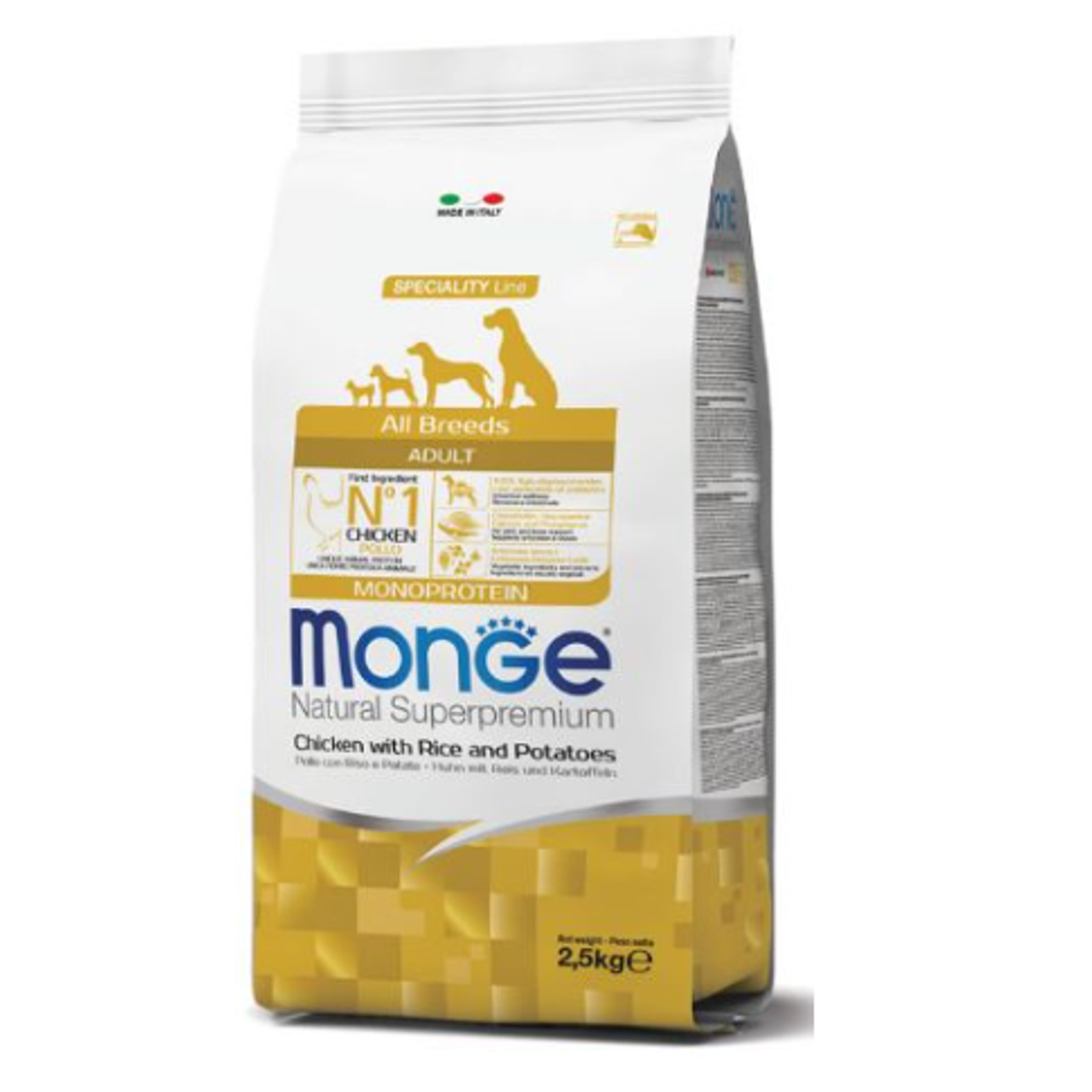 Monge adult sausas pašaras (vištiena, ryžiai, bulvės) 12kg