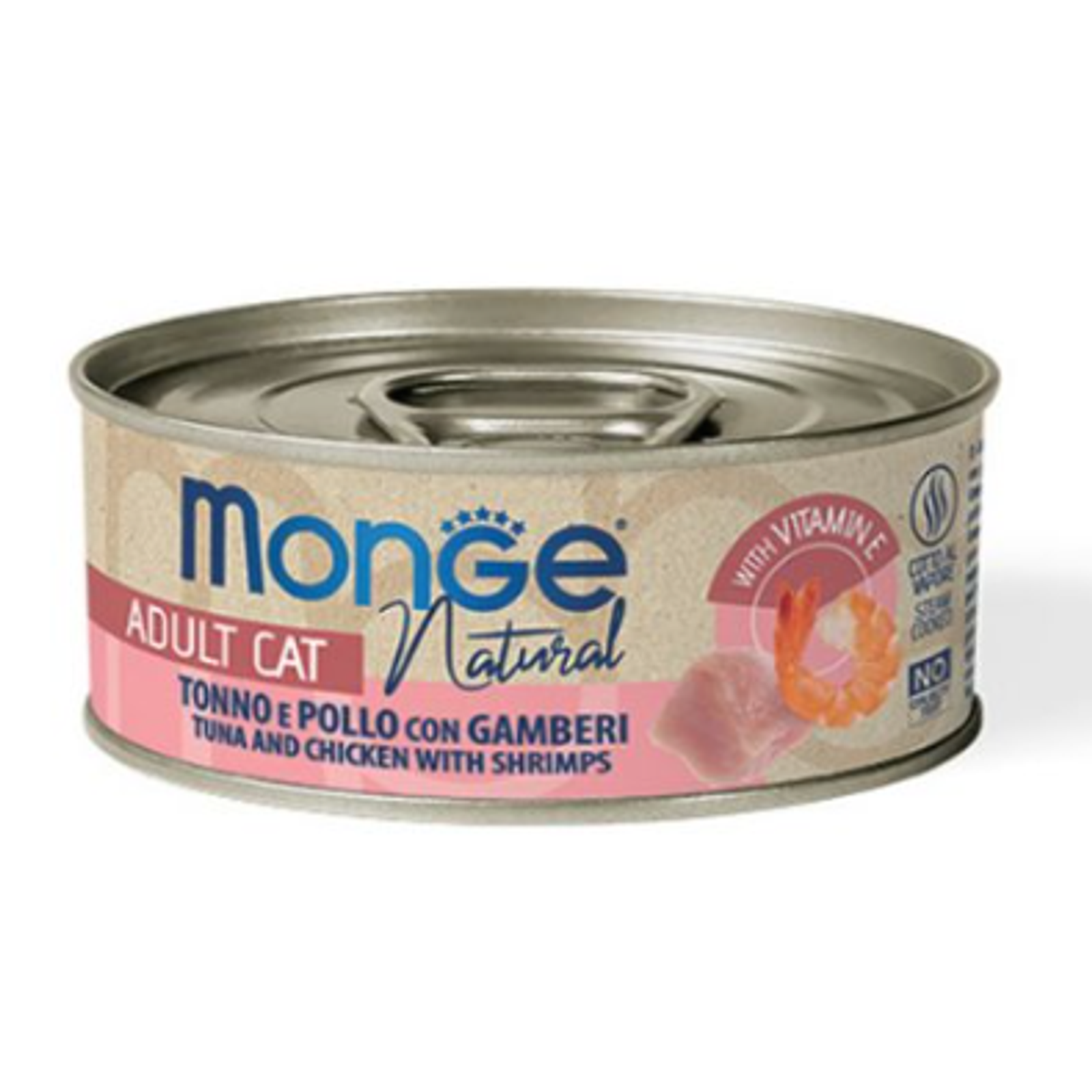 Monge kons.pašaras katėms su tuno, vištienos ir krevečių gabalėliais savo sultyse 80g