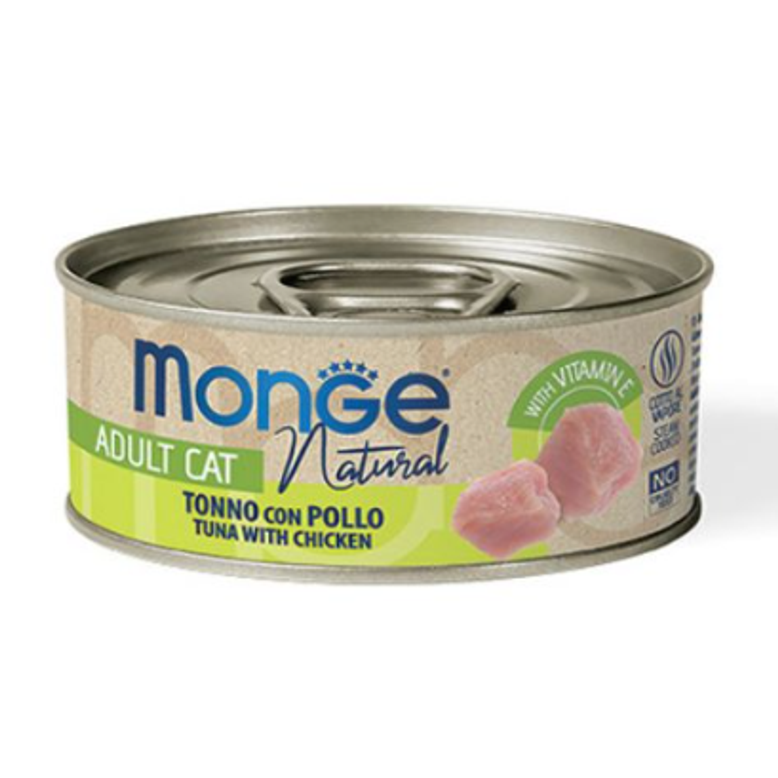 Monge kons. pašaras katėms su tuno ir vištienos gabalėliais savo sultyse 80g