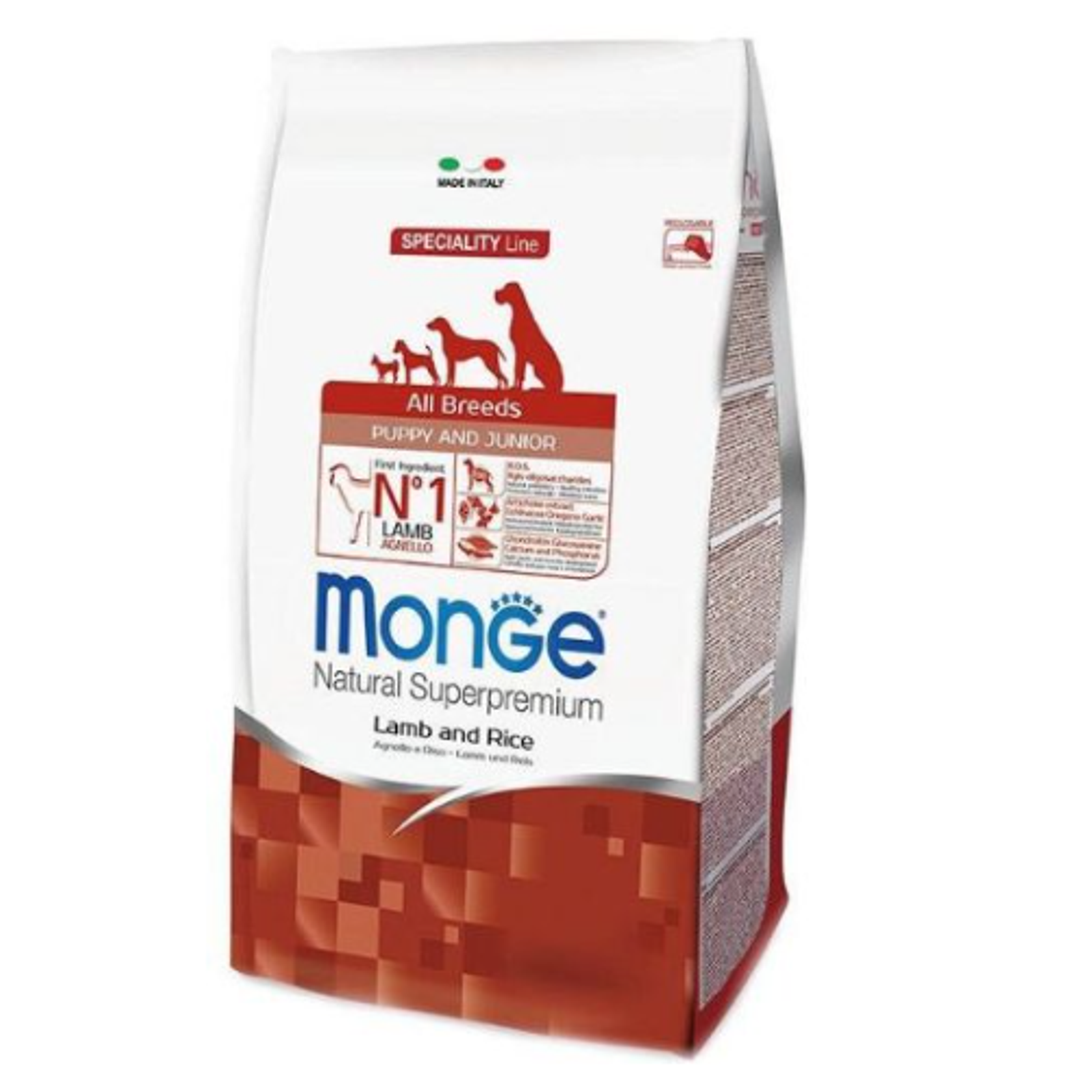 Monge puppy sausas pašaras (ėriena ir ryžiai) 12kg