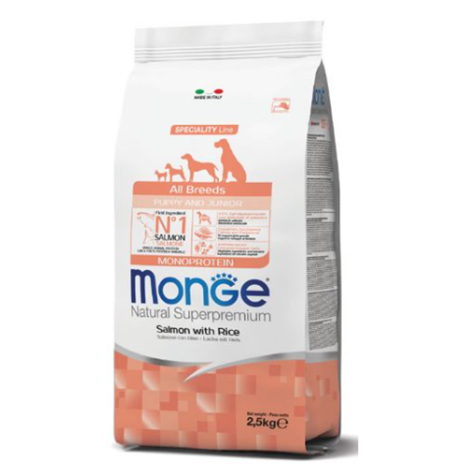 Monge puppy sausas pašaras (lašiša ir ryžiai) 12kg