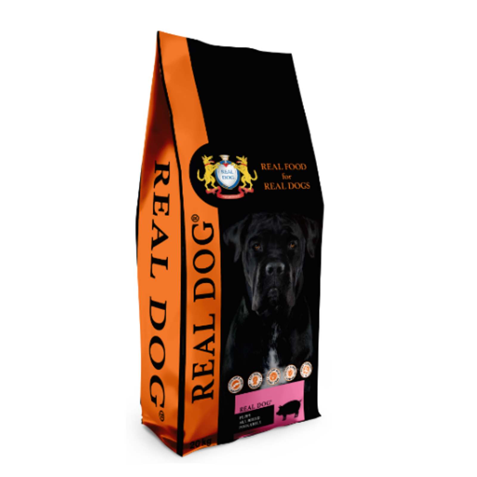 Real Dog Puppy-Junior All Breeds su kiauliena ir ryžiais 20kg