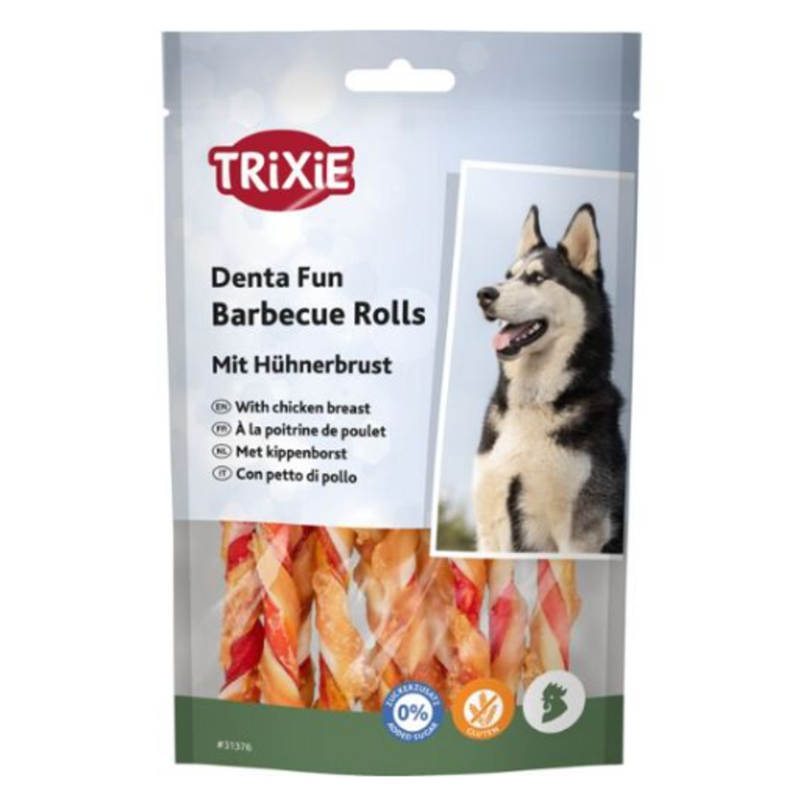 Trixie Denta Fun Barbecue Chicken Chewing Rolls, 12 cm, 10 vnt./80 g